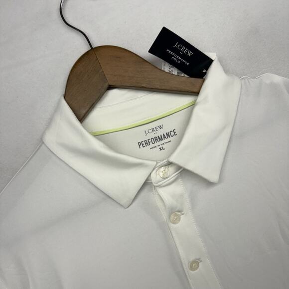 J Crew Performance Polo Men's XL White Stretch Golf Tech Office Casual Solid NEW - Picture 1 of 8
